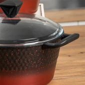 Lines L-5087 Titanyum Döküm Tencere Seti 9 Parça Siyah Kızıl Geçişli thumbnail 3