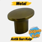 Avcı Antik Sarı Kulp Düğme Tek Vidalı Çekmece Mutfak Mobilya Dolabı Dolap Kulpu Kulbu Metal Kulpları thumbnail 1