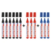 Edding 260 Beyaz Yazı Tahtası Kalemi 6 Siyah 3 Mavi 3 Kırmızı 12 Li Set - 1