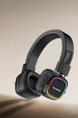 Torima HD-12 Siyah RGB Işıklı Güçlü Bas Kulak Üstü Kablosuz Bluetooth Kulaklık - 3