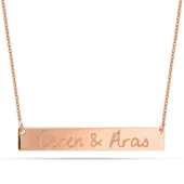 14 Ayar Altın Dikdörtgen Plaka İsim Kolye - AD24 - 1