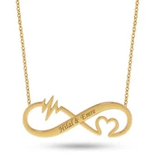 14 Ayar Altın Kalp Ritmi İsim Kolye - AD31 - 1
