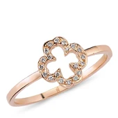 18 Ayar Altın Pırlanta Yonca Yüzük 47183 - 1