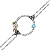 18 Ayar Altın Pırlanta Nazar Kuş Bileklik 48552-4 - 1