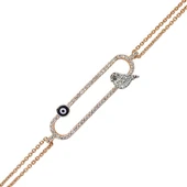 18 Ayar Altın Pırlanta Nazar Kuş Bileklik 47233-3 - 1