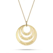 14 Ayar Altın Yuvarlak Üç İsim Kolye - AD40 - 1