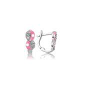 Harem Altın Gümüş Pembe Sonsuzluk Çocuk Küpesi - 1