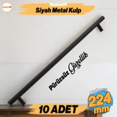 Çubuk 10 Adet Siyah Metal Kulp (224 mm-22.4 cm) Mobilya Mutfak Çekmece Dolabı Kulpu Kulbu Kulpları - 1