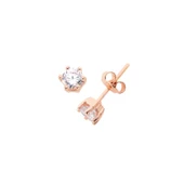 Orta Boy Altı Tırnak Tektaş Gümüş Küpe GMS624 - 1