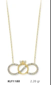 14 Ayar Altın Sonsuz Tektaş Yüzük Kolye KLY1180 - 1