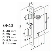 Hok ER-40 Ekstra Gömme Kilit İç Kapı Kilidi Rulmanlı Köşeli 40 mm - 2