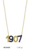 Harem Altın 14 Ayar Altın 1907 Yazılı Kolye KLY653 - 1