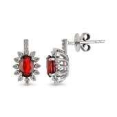 Harem Altın 1.26 Ct Pırlantalı Yakut Küpe RTK25 - 1