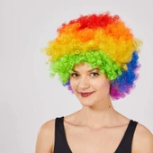 Rengarenk Kıvırcık Afro Bonus Peruk - 3