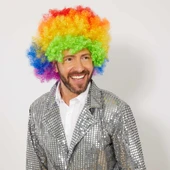Rengarenk Kıvırcık Afro Bonus Peruk - 1