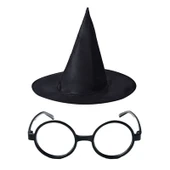 Harry Potter Büyücü Şapkası ve Harry Potter Büyücü Gözlüğü Siyah Renk - 1