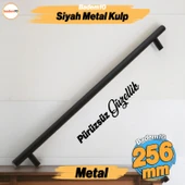 Çubuk Siyah Metal Kulp 256 mm 25.6 Cm Mobilya Mutfak Çekmece Dolap Dolabı Kulpu Kulbu Kulpları - 1