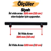 Çubuk Mat Siyah Metal Kulp 320 mm 320 Cm Mobilya Mutfak Çekmece Dolap Dolabı Kulpu Kulbu Kulplar thumbnail 3