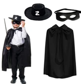 Zorro Pelerini Şapkası ve Maske Seti Çocuk Boy - 1