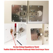 Mobilya Dolap Kapak Taş Menteşe Tamir Sacı Pratik Onarım Kiti Yuva Saçı Tablası 8x8.5 cm 8 Adet thumbnail 4