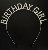 Gümüş Kristal Taşlı Birthday Girl Doğum Günü Tacı İthal Ürün A Kalite 17x16 cm - 1