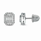 0.45 Karat F Renk Pırlanta Baget Küpe KPB11 - 1