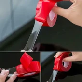 Çift Taraflı Silikon Bant Montaj Bandı Şeffaf 24 mm x 2 Metre Güçlü Çok Amaçlı Yapıştırıcı thumbnail 4