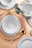 Porland Wavy Beyaz 18 Parça Yemek Takımı - 1
