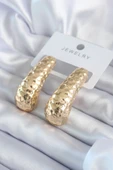 Gold Renk İşleme Detay Pirinç Kadın Küpe - TJ-BKP8059 - 1