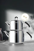 Nehir Modern Maxi Büyük Boy Paslanmaz Çelik 1.6-2.5 Lt. Çaydanlık Takımı - 1