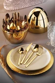 Fecra Golden Egg Standlı 24 Parça Çatal Kaşık Bıçak Takımı - 1