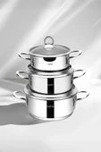 Nehir Silver 6 Parça Paslanmaz Çelik Mini Tencere Seti (12-14-16 cm) - 7