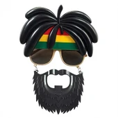 Rasta Peruklu Rasta Sakallı Bob Marley Bıyıklı Parti Gözlüğü 27x18 cm - 1