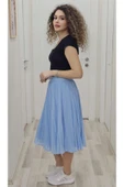 Beli Lastikli Pliseli Etek 6018-Bebe Mavisi - 2