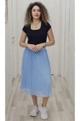 Beli Lastikli Pliseli Etek 6018-Bebe Mavisi - 1