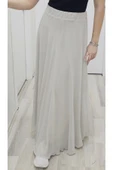 Bel Lastikli Kloş Şifon Etek 6003-Taş - 4