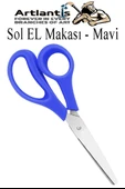 Sol El Makası 1 Adet Solak Okul Makası Plastik Saplı Solel İçin Makas Okul Öğrenci Makası Küt Uçlu Paslanmaz Çelik - 1