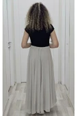 Bel Lastikli Kloş Şifon Etek 6003-Taş - 5