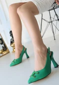 Trace Yeşil Cilt Topuklu Ayakkabı thumbnail 2