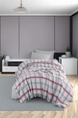 Upstyle Battaniye Pamuklu Tek Kişilik Warm Soft Gri-Kırmızı - 2