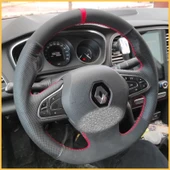 Megane 4 Araca Özel Direksiyon Kılıfı (Noktalı Nubuk Kırmızı Yüzüklü) thumbnail 3