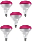 (5 Adet) 150W Kızılötesi (infrared) Isıtıcılı Hayvan Isıtma ve Kuluçka Lambası (Kırmızı Işık) E27 (Kalın Duy) - 1