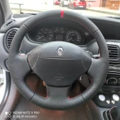 Renault Megane 1 Uyumlu Araca Özel DİKMELİ Direksiyon Kılıfı (Nokta Düz YÜZÜKLÜ) thumbnail 1