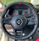 Clio 5 Araca Özel Direksiyon Kılıfı (Nokta Düz Kırmızı Yüzüklü) thumbnail 1