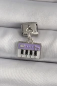 316L Çelik Gümüş Renk Sallantı Mor Piyano Figür Nomination Charm - TJ-BC1179 - 1