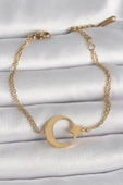 316L Çelik Gold Renk Ay Yıldız Model Kadın Bileklik - TJ-BB6661 - 1