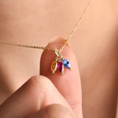 14 Ayar Altın Kaplama Taşlı Ç:çek Yaprağı Kolye - CNS00610 thumbnail 3