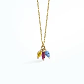 14 Ayar Altın Kaplama Taşlı Ç:çek Yaprağı Kolye - CNS00610 thumbnail 5