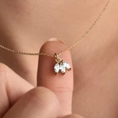 14 Ayar Altın Kaplama Taşlı Ç:çek Yaprağı Kolye - CNS00610 thumbnail 2