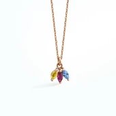 14 Ayar Altın Kaplama Taşlı Ç:çek Yaprağı Kolye - CNS00610 thumbnail 6